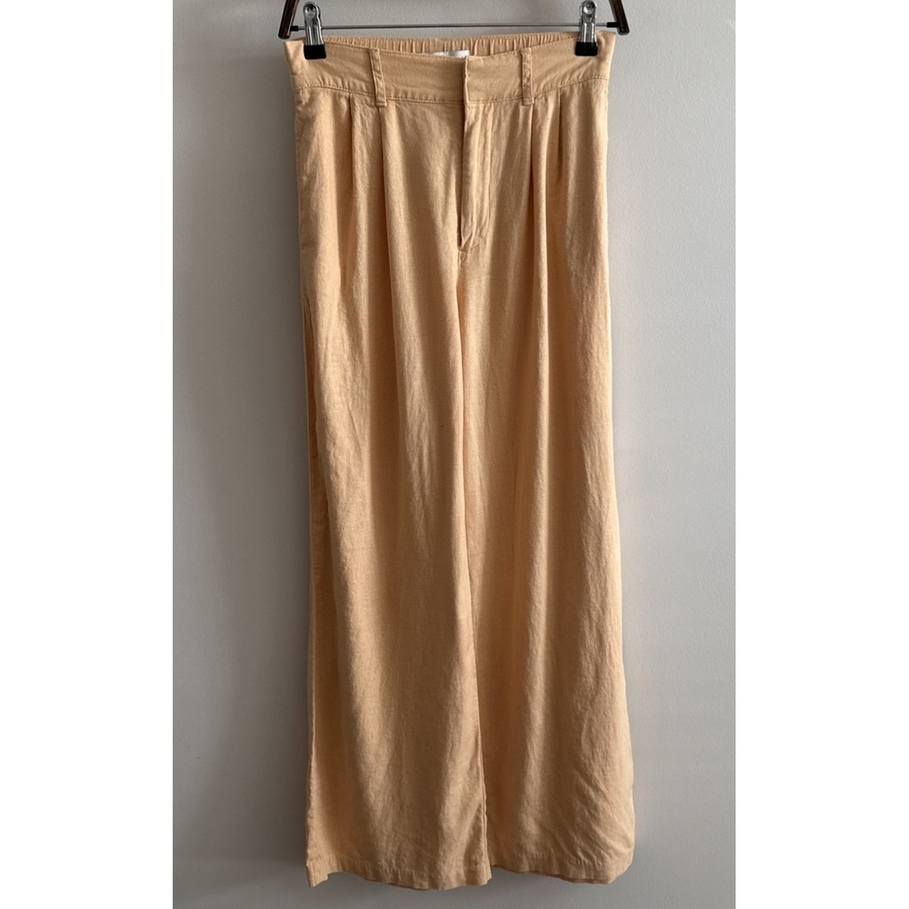 Abercrombie & Fitch Linen Viscose Wide Leg Pants Peach Color Women's Size S